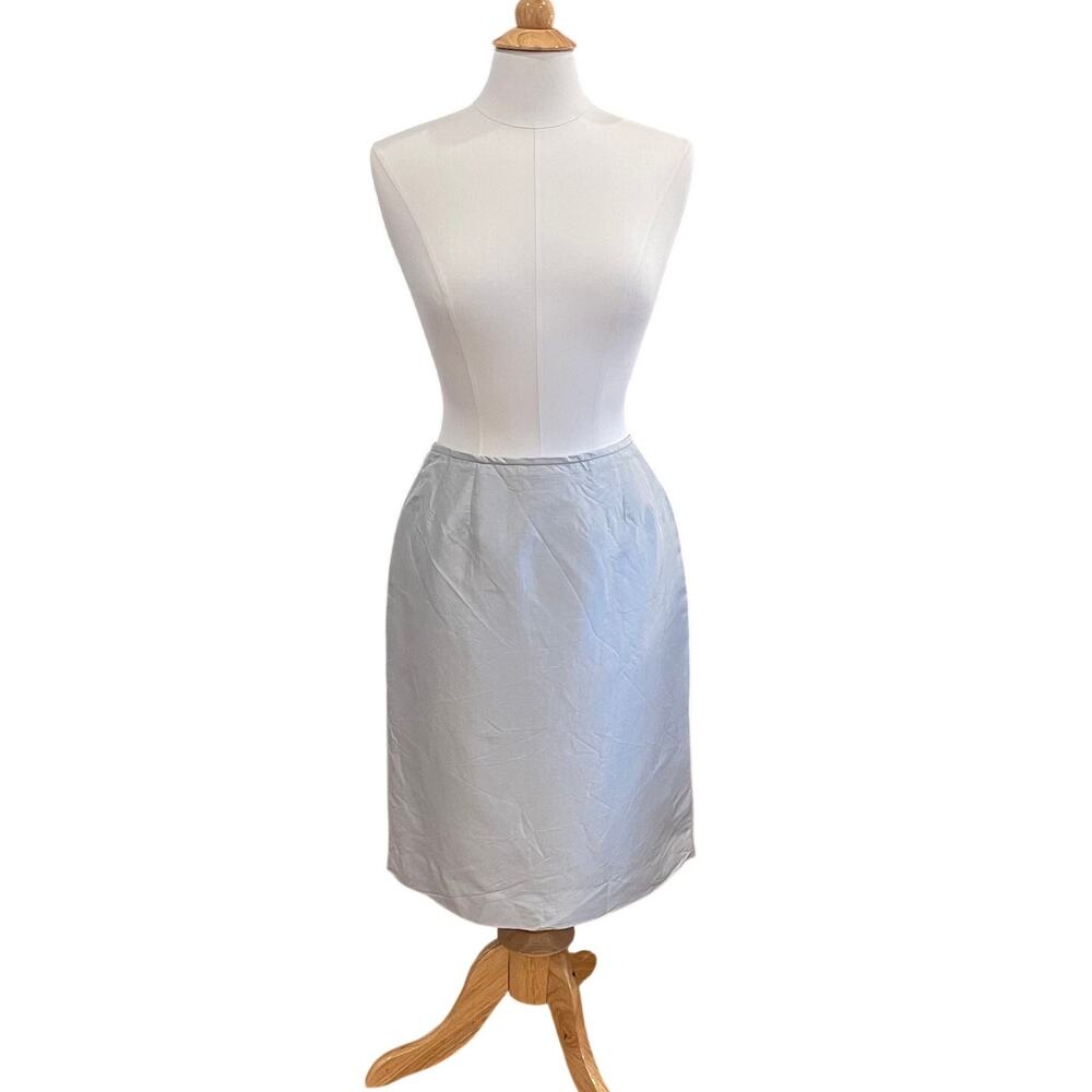 Kasper Petite Ice Blue Silk Pencil Skirt, Size 8P